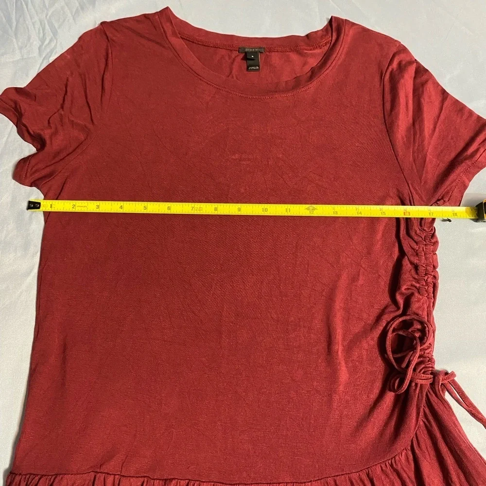NWOT .. J. Crew Red Ruffled Short Sleeve Tunic